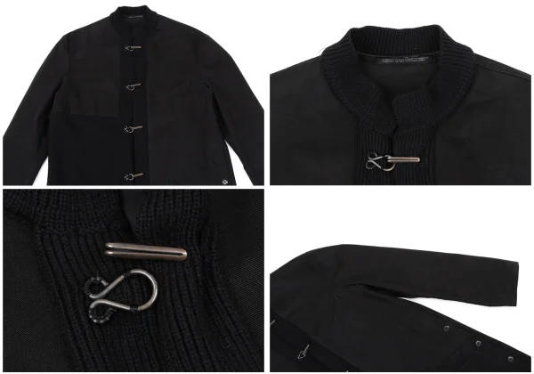 Yohji Yamamoto POUR HOMME Knit Switching Cotton Chinese Jacket K-162416_002