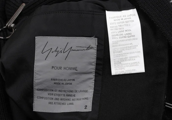 Yohji Yamamoto POUR HOMME Knit Switching Cotton Chinese Jacket K-162416_019