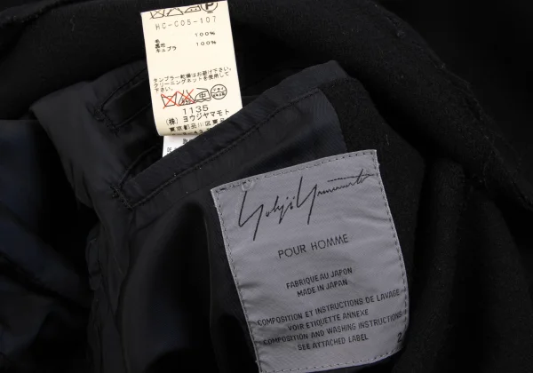 Yohji Yamamoto POUR HOMME Cut Off Wool Chester Coat K-162417_018