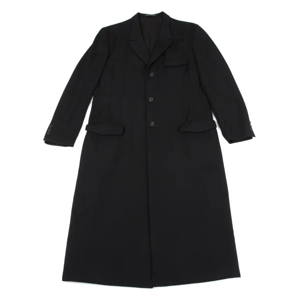 Yohji Yamamoto POUR HOMME Wool Gaba Doctor Jacket Black 2 K-162418_001
