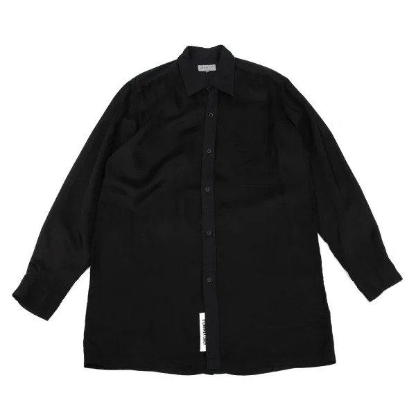 Yohji Yamamoto POUR HOMME  Cotton Switching Back Button Cupra Shirt Black 4 K-162420_001