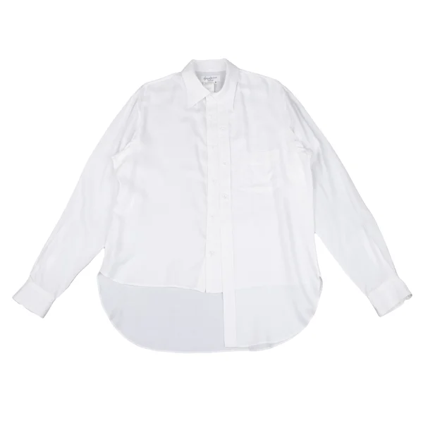 Yohji Yamamoto POUR HOMME Double Button Asymmetrical Rayon Shirt White 3 K-162421_001