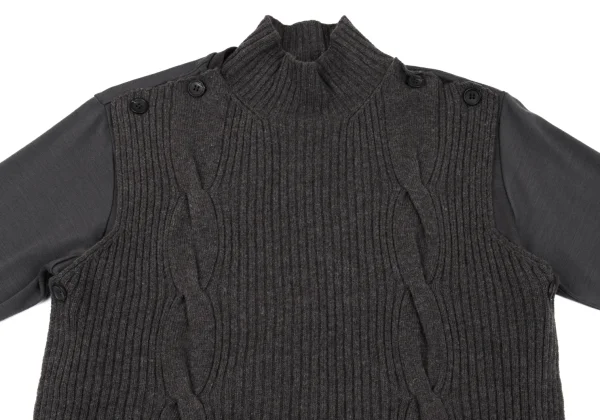 Yohji Yamamoto POUR HOMME Cable Knit Detachable Wool Top K-162422_002