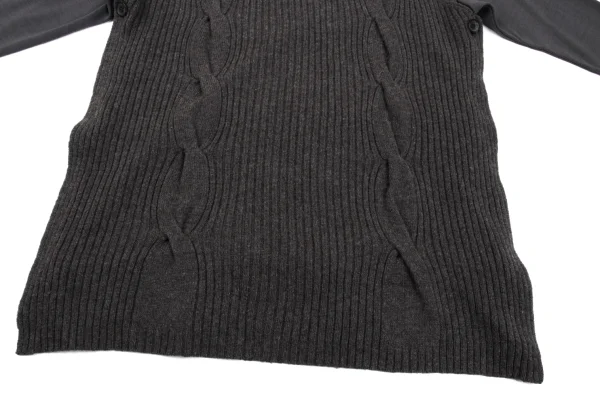 Yohji Yamamoto POUR HOMME Cable Knit Detachable Wool Top K-162422_007