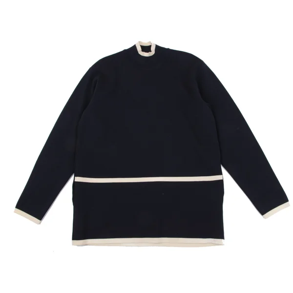 Yohji Yamamoto POUR HOMME Bicolor Line High-neck Knit Navy M K-162423_001