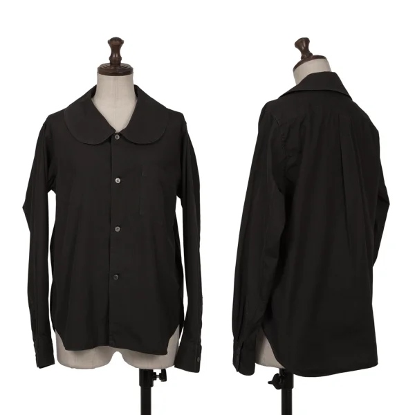 ブラックコムデギャルソンBLACK COMME des GARCONS コットンラウンドカラーシャツ 黒XS