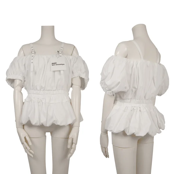 新品!ノアール ケイ ニノミヤnoir kei ninomiya アイレットストラップウエストギャザートップス 白XS