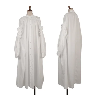 noir kei ninomiya Cotton Broadcloth Frill Sleeve Shirt Dress