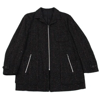 COMME des GARCONS HOMME Checked Tweed Wool Zip Jacket