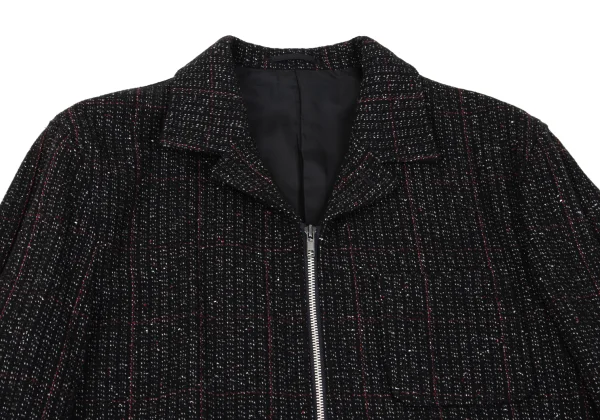 COMME des GARCONS HOMME Checked Tweed Wool Zip Jacket K-162440_002