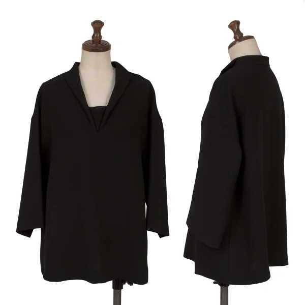 yoshie inaba Design Collar Poly Top Black 5 K-162450_001