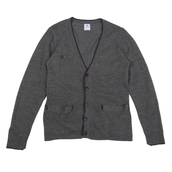 R.NEWBOLD One Point Embroidery Mohair Blend Cardigan Grey,Purple M K-162457_001