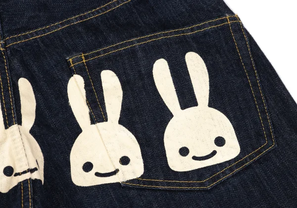 CUNE Back Rabbit Print Denim Half Pants K-162462_016
