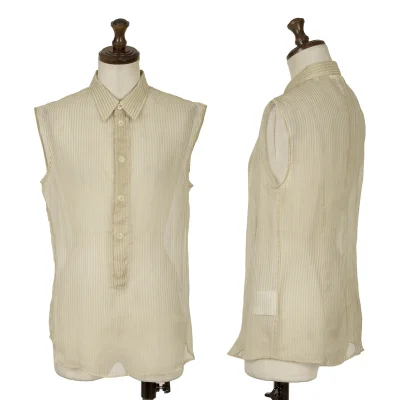 HELMUT LANG Silk Pullover Sleeveless Striped Shirt