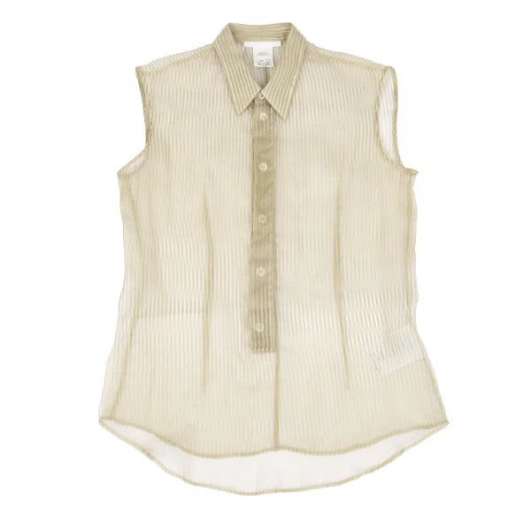 HELMUT LANG Silk Pullover Sleeveless Striped Shirt K-162465_002