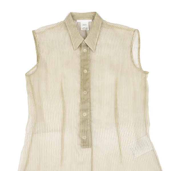 HELMUT LANG Silk Pullover Sleeveless Striped Shirt K-162465_003