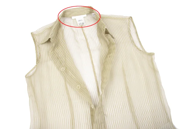 HELMUT LANG Silk Pullover Sleeveless Striped Shirt K-162465_006