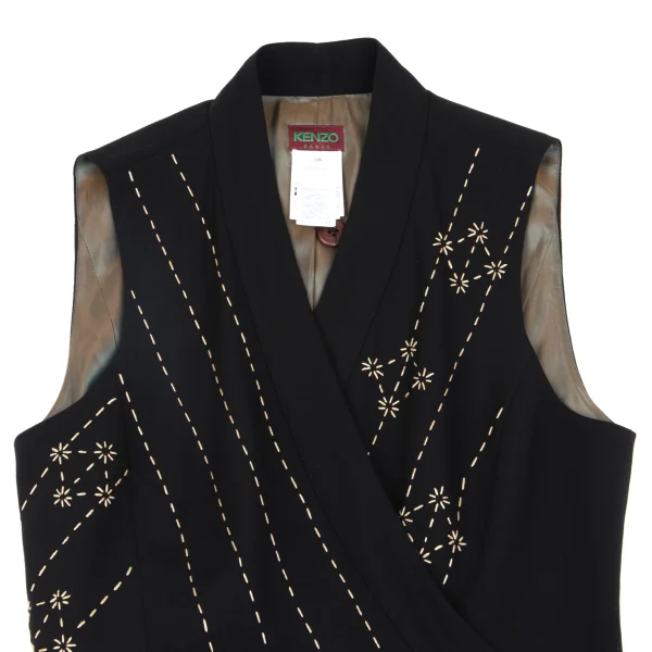 KENZO Wool Stitch Design Belted Vest K-162466_003