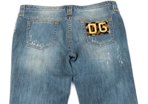 DOLCE&GABBANA Logo patched Damage Jeans K-162474_002