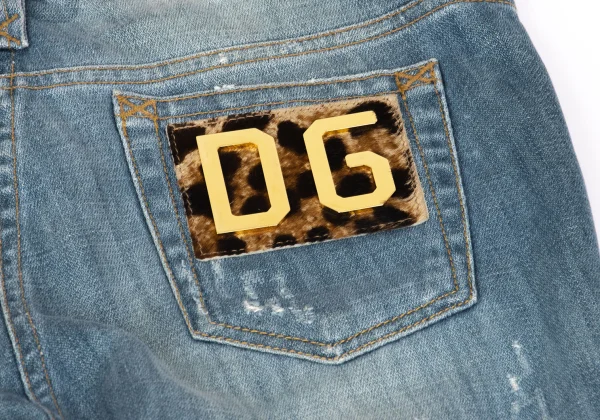 DOLCE&GABBANA Logo patched Damage Jeans K-162474_003