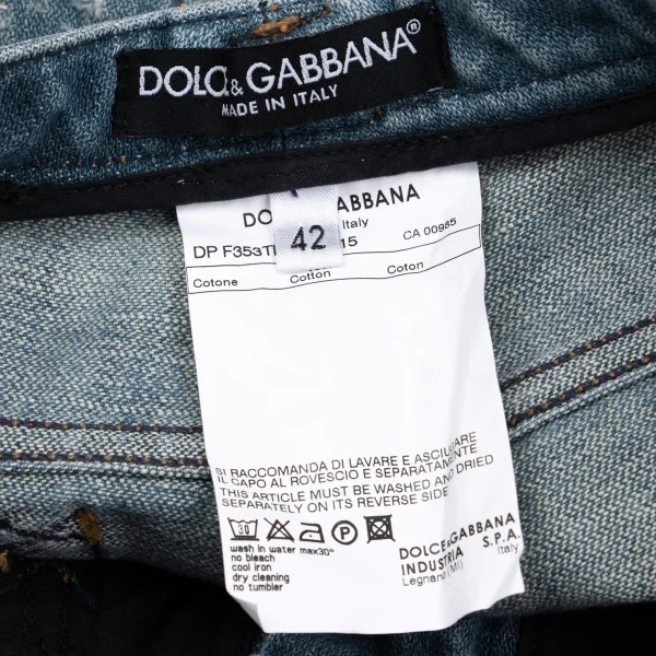 DOLCE&GABBANA Logo patched Damage Jeans K-162474_016