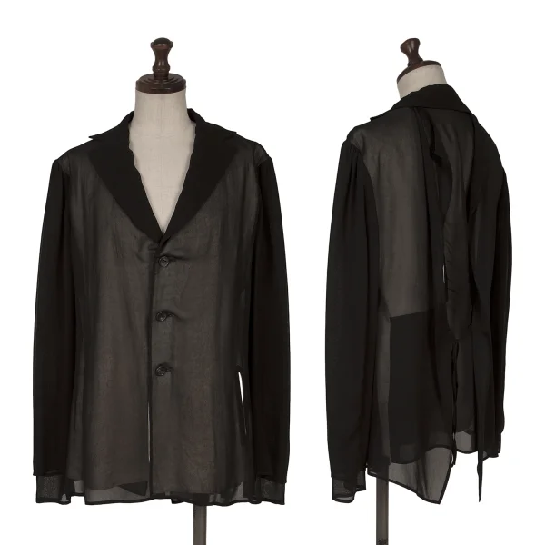 Yohji Yamamoto NOIR Sheer Layered Jacket Black 2 K-162478_001