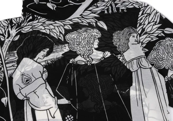 Yohji Yamamoto FEMME Monochrome Graphic Print See-through High-neck Top K-162480_005