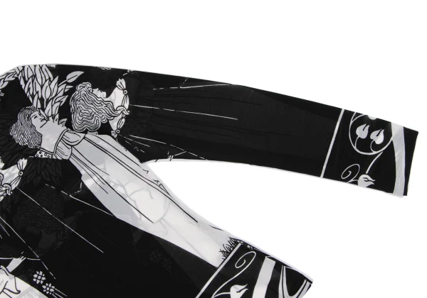 Yohji Yamamoto FEMME Monochrome Graphic Print See-through High-neck Top K-162480_006