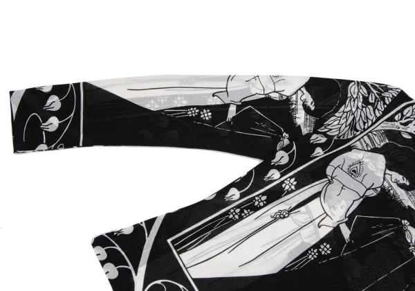 Yohji Yamamoto FEMME Monochrome Graphic Print See-through High-neck Top K-162480_007