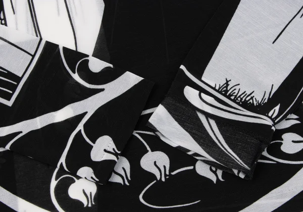 Yohji Yamamoto FEMME Monochrome Graphic Print See-through High-neck Top K-162480_008