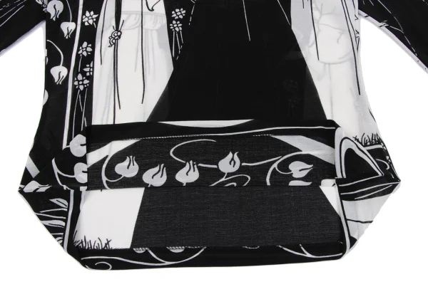 Yohji Yamamoto FEMME Monochrome Graphic Print See-through High-neck Top K-162480_010