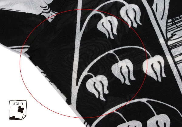 Yohji Yamamoto FEMME Monochrome Graphic Print See-through High-neck Top K-162480_012