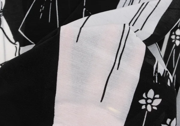 Yohji Yamamoto FEMME Monochrome Graphic Print See-through High-neck Top K-162480_013