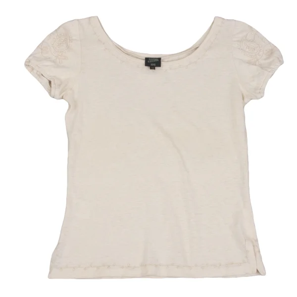 Jean Paul GAULTIER FEMME Hemp Cotton Leaf Embroidery T-shirt Beige 40 K-162485_001