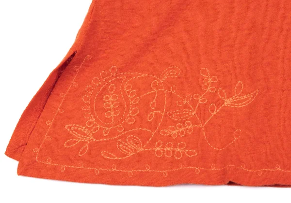 Jean Paul GAULTIER FEMME Hemp Cotton Leaf Embroidery V-neck T-shirt K-162486_011