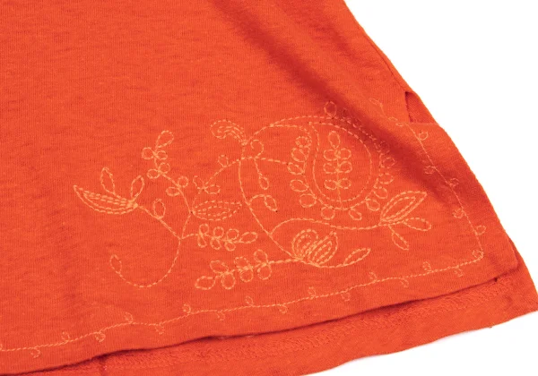 Jean Paul GAULTIER FEMME Hemp Cotton Leaf Embroidery V-neck T-shirt K-162486_012