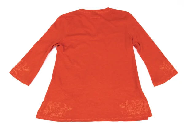 Jean Paul GAULTIER FEMME Hemp Cotton Leaf Embroidery V-neck T-shirt K-162486_014
