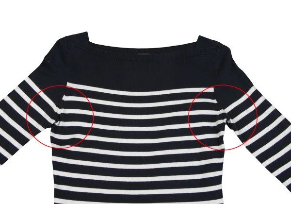 Jean Paul GAULTIER FEMME Stretch Boat Neck Striped Knit Top K-162487_003