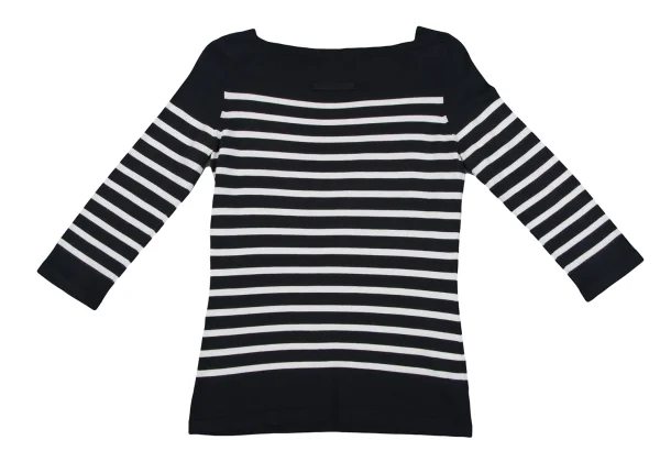Jean Paul GAULTIER FEMME Stretch Boat Neck Striped Knit Top K-162487_011