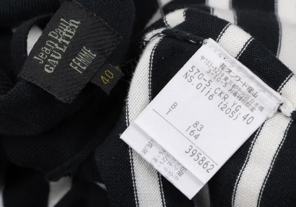 Jean Paul GAULTIER FEMME Stretch Boat Neck Striped Knit Top K-162487_014