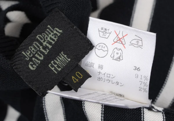 Jean Paul GAULTIER FEMME Stretch Boat Neck Striped Knit Top K-162487_015