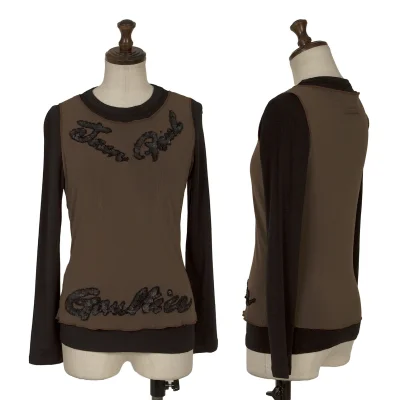 Jean Paul GAULTIER FEMME Sequin Logo Mesh Layered T-shirt