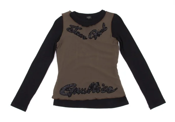 Jean Paul GAULTIER FEMME Sequin Logo Mesh Layered T-shirt K-162488_002