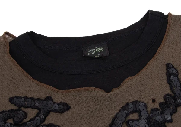 Jean Paul GAULTIER FEMME Sequin Logo Mesh Layered T-shirt K-162488_007