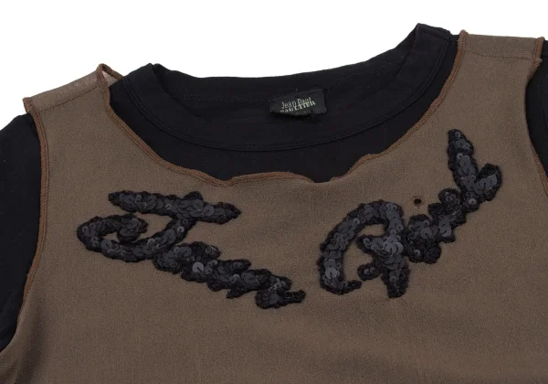 Jean Paul GAULTIER FEMME Sequin Logo Mesh Layered T-shirt K-162488_008
