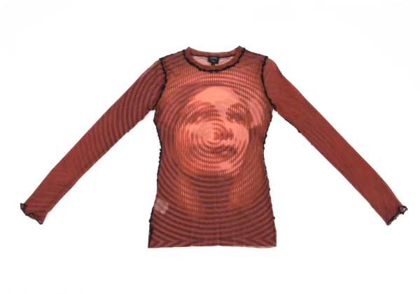Jean Paul GAULTIER FEMME Psychedelic Face Printed Mesh T-shirt K-162490_002