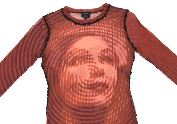 Jean Paul GAULTIER FEMME Psychedelic Face Printed Mesh T-shirt K-162490_003