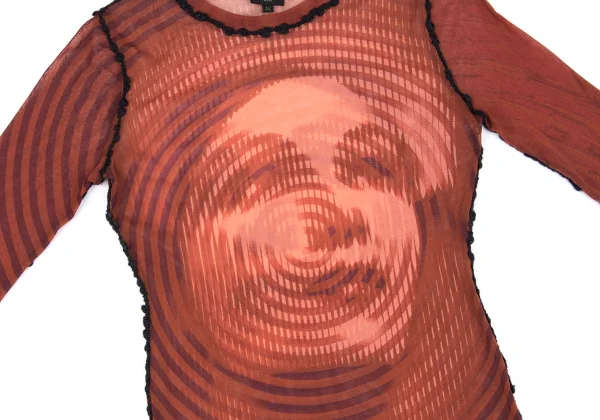 Jean Paul GAULTIER FEMME Psychedelic Face Printed Mesh T-shirt K-162490_005