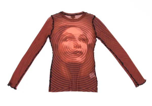 Jean Paul GAULTIER FEMME Psychedelic Face Printed Mesh T-shirt K-162490_011