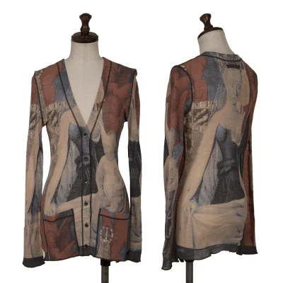 Jean Paul GAULTIER FEMME Maria Print Wool Knit Cardigan